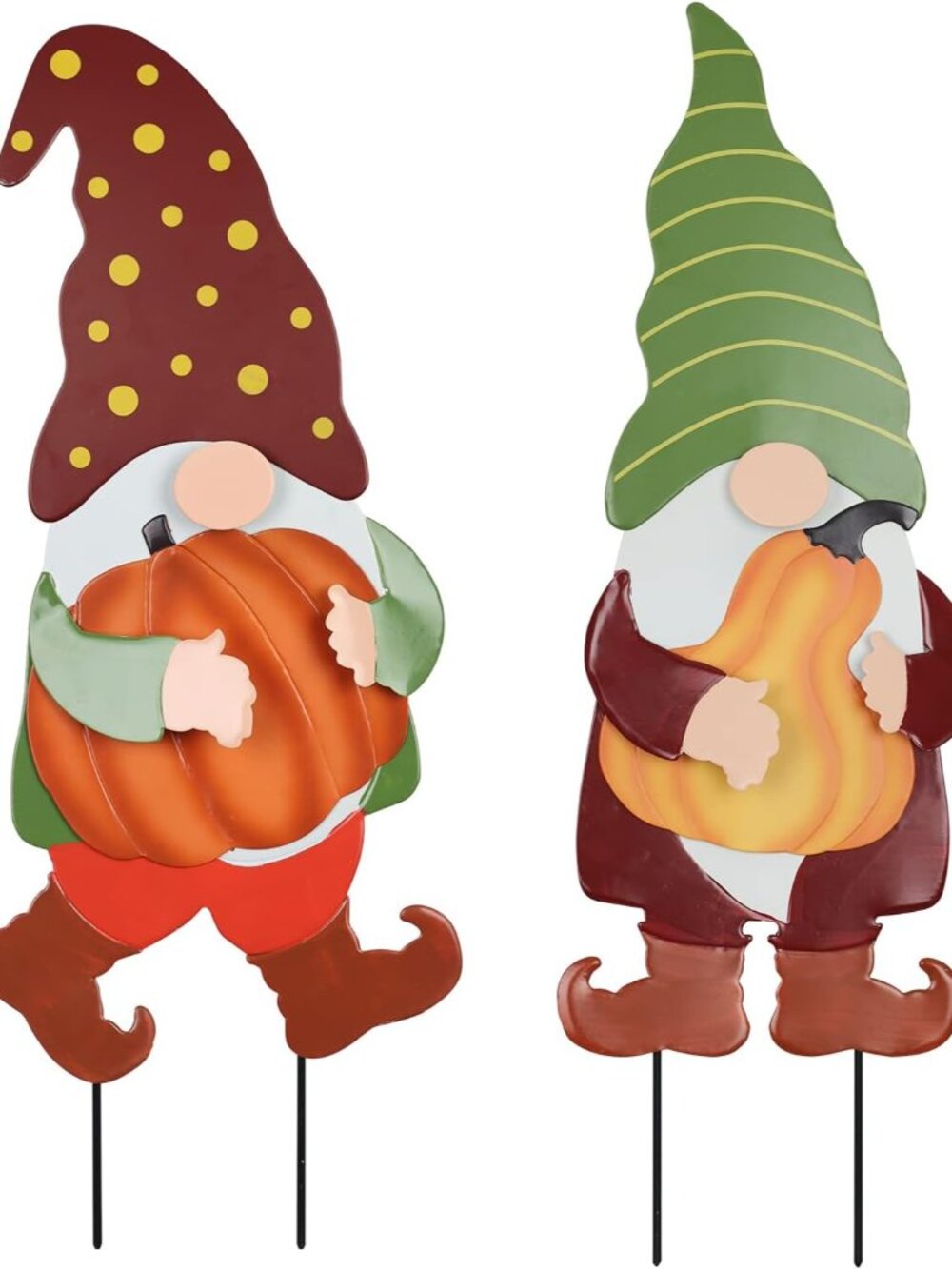 Fall Decorations for Home Outdoor, 2 Pack 25" Decorative Garden Stakes with Gnom
